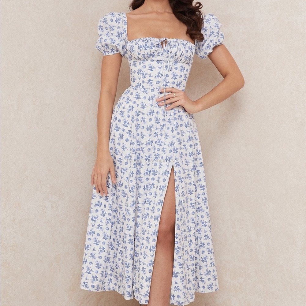 SOLD! House of CB Tallulah dress - white and blue floral